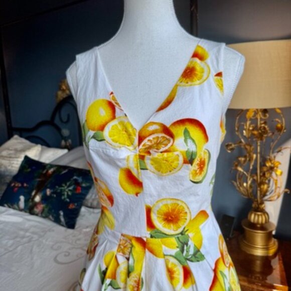 Banana Republic White w Yellow Lemons Cotton Dress - Picture 4 of 15